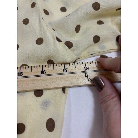 Faithfull the Brand Vanelli Mini Dress Sylve Dot Print Lemon 8 Cream Brown Dot - Picture 7 of 16